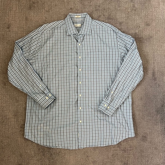 Peter Millar Crown Blue Plaid Shirt - Picture 1 of 4